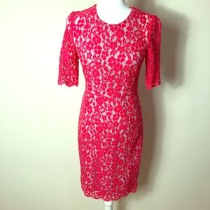 Short sleeves women red dress